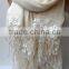 Wedding Shawl Champagne Pashmina with Cream French Lace Lightweight Summer Soft Champagne Bridesmaid Wrap Bridal shawl Cotton Sk