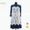 fashion wear to work slim flower print long knit flocking dress