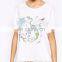 Plus size white front print t-shirt for wholesale