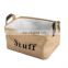 natural jute foldable leather rectangular double organizer collapsible storage bin  laundry basket storage basket
