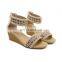 Ladies fancy high fashion heels open toe buckle strap closure  wedges sandals shoes (LAJWG0012)