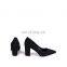 Women black latest high fashion wholesale design block heel pointed toe pumps sandals shoes made in Italy