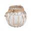 K&B wholesale chic multi-size glass outdoor hanging candle lantern decorative with hemp rope handle