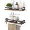 Torched Wood Industrial Pipe Wall Mounted shower Shelf with Towel Bar