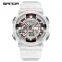 SANDA 298 High Quality White Unisex Digital Watch Designer Silicone Band Waterproof 2 Time Zone Low Moq Lovers Wristwatch