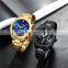 NIBOSI Golden Luxury Man Watches Sport Creative Waterproof Luminous Auto Date Chronograph Watch Quartz Clock 2519