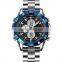 luxury brand SKMEI 1838 double movement 2 time 3atm alloy case stainless steel strap chronograph watches for men