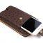 Handmade Leather Goods Ostrich Leather Zipper Mobile Phone Clutch Leather Long Wallet Customization