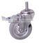 Swivel/Swivel Brake Institutional Castor Rubber Wheel, Metal Rim, Roller Bearing Fitted with Threaded Stem