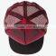 Red Wine Flat Brim Trucker Cap With Foam Mesh Hat