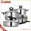 18 10 stainless steel silicon handle cookware set