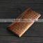 Long Wallet With handmade Woven,Retro Grain Cow Leather Wallet,Three Folded Wallet