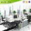 4 seat office workstation cubicle MFC board milk white and adjustable steel leg with small cabinet