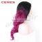 new arrival 18inch straight black ombre to rose color two tone human hair wig for women