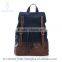 New arrival jean backpack travel canvas bag casual cowboy bags with contrast color, trim genuine leather, pu is optionable