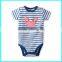 China factory wholesale baby striped bodysuit short sleeve baby one piece embroidered baby suit