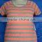 Neon Stripes Round Neck Plus Size Blouse for Middle Aged Women