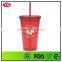 16oz Bpa Free Double Wall Plastic Smoothie Cups With Straw