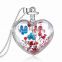 Dried flowers herbarium beautiful gold chain glass heart bottle pendant real flower jewelry necklace