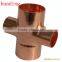 Red Copper 4 Way Cross Water Pipe Fittings