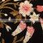 Retro Flowers Embroidered Long Sleeve Black Slim Long European Elegant Women Coat