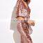 Womens Half Sleeve Crushed Velvet Wrap Dress Ladies V Neck Tunic Irregularity Velvet Knee Length Dress