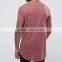 Custom Men Stripe Basic Design Long Drop Tail T-Shirt ,enlongated Fitness t Shirts High Quality Best Price