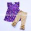 Boutique Children Pearl Pants Set wholesale Fashion Beautity And The Beast Dress Clothes purple clothes For Baby Girl