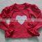 Children Girls Cotton Ruffle Plain Shirt With Heart Wholesale Baby Girls 2017 New Fashion Shirt Boutique