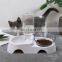 Lovely Cat Ear Shaped Pets Feeder Bevel Double Water Bowls Neck Protection Cat Bowl
