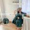 Send a small bag! 2020 Korean children's clothing autumn and winter middle and small girls dress composite dark green corduroy