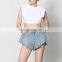 TWOTWINSTYLE Summer Denim ladies shorts High Waist Pocket Tassel Fashion New