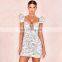 Women's Princess Sleeve Slim Fit Bodycon Sexy Low-cut Floral Print Dresses Women Dress