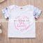 2019 Summer "isn't she lovely" letter print girls cotton tshirt & kids floral striped pp pants & headband 3pc set