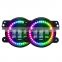 High Power Multi Color Phone App Remote Control round foglight 4 inch 1400LM RGB fog light for jeep