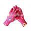 Women Lady Flower Printed Floral Nitrile Coated Garden Gloves