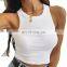 Tank Tops Sexy Crop Vest Solid Harajuku Korean Female Off Shoulder Knitted Khaki Summer Women Tops crop top