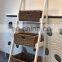 Shabby Chic Wicker Baskets 4 Tier Ladder Shelf Display Stand Storage Shelves
