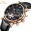 KINYUED J025 Luxury Casual Black Leather Men's Watches Automatic Mechanical Moon Phase Men Brand Wrist Watch