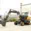 CHina mini micro garden wheel excavator compact digger with CE for sale