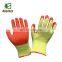 4SAFETY Orange/green/blue Rubber Latex coated Yellow Cotton safety working Gloves