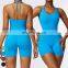 Breathable Sports Rompers Workout Bodysuit Custom Gym Fitness Sets Women Sleeveless Halter One Piece Short Yoga Jumpsuit