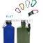 flat aluminium bottle with carabiner hook