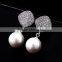Good Qulity Brand Big Round Pearl WithZircon Gold Plated Stud Earrings Fashion Jewelry