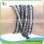 Light Blue Bead Beige Leather Handmade Wrap Bracelet