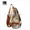 Best selling beautiful image flower printing leather strap backpack bag