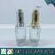 30ML clear cosmetic glass bottle with press pump dropper