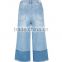 top design summer girls colorful casual denim 7/8 jeans pants cropped culottes tassel buttom