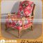 French Wooden Armchair with Ottoman Living Room Furniture