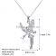White gold bar pendant choker angel necklace